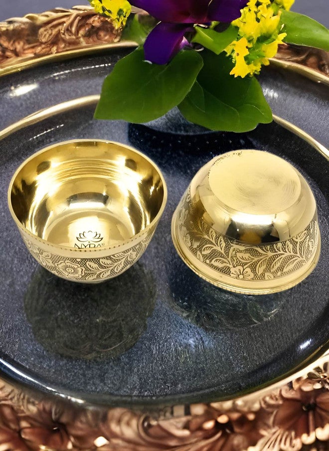 Nyra Kitchenware Gold-Toned 2 Pieces Brass Dishwasher Safe Dip Bowl - Image 1